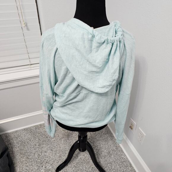 PINK Victoria's Secret Blue Lightweight Hooded Sweater Size Large - Picture 2 of 7